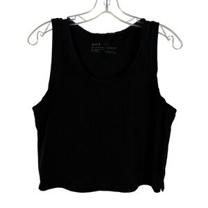 Pact Organic Cotton Black Boxy Relaxed Fit Sleeveless Tank Top Large L Minimal